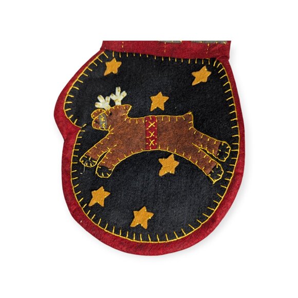 Felt Mitten Reindeer Christmas Stocking 11" x 8" - Picture 3 of 7